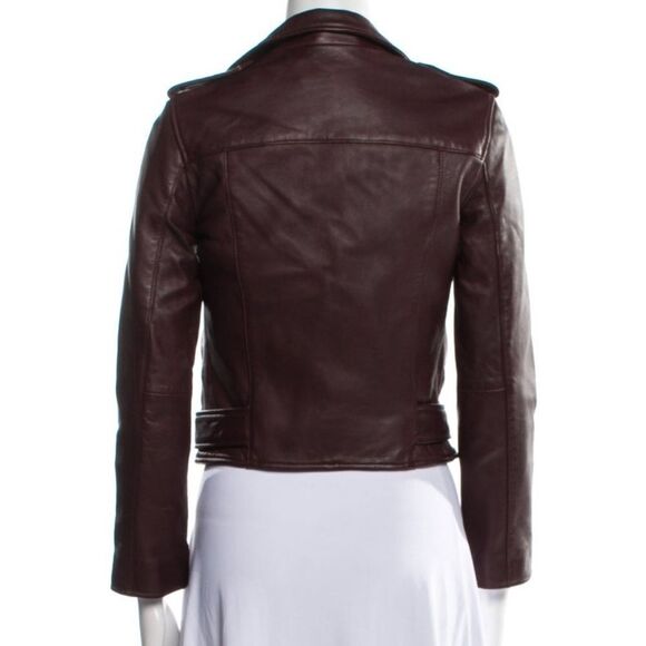 AllSaints Burgundy Leather Jacket - Picture 2 of 3